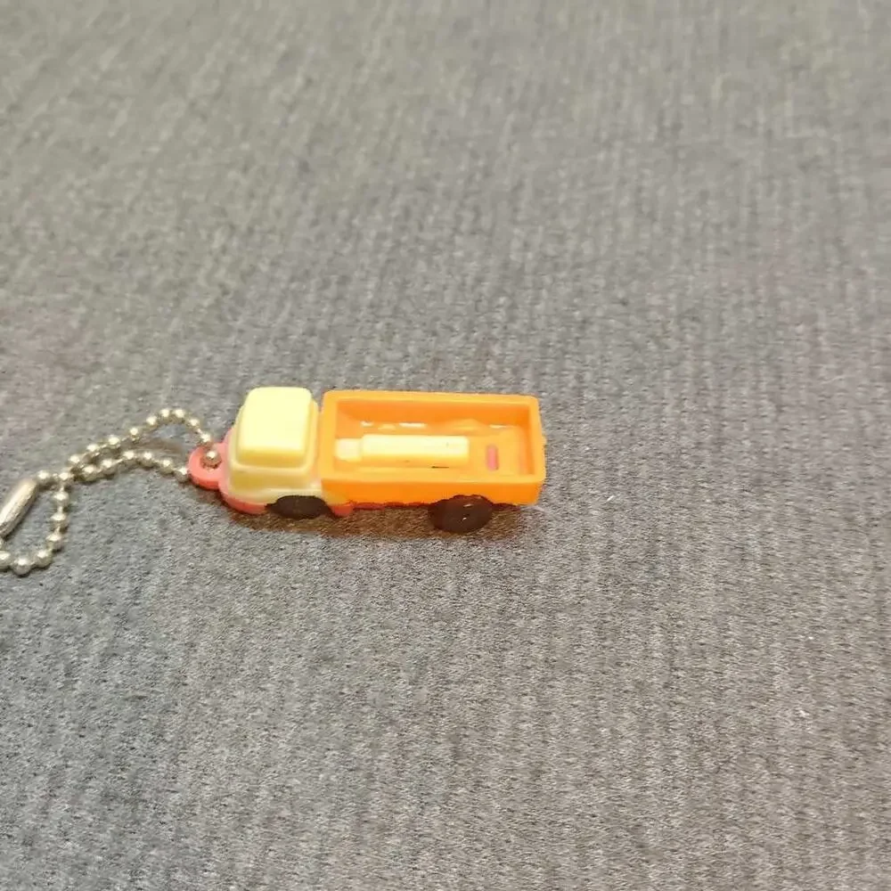 Miniature Orange Truck Keychain Charm Toy Collectible Bag Accessory